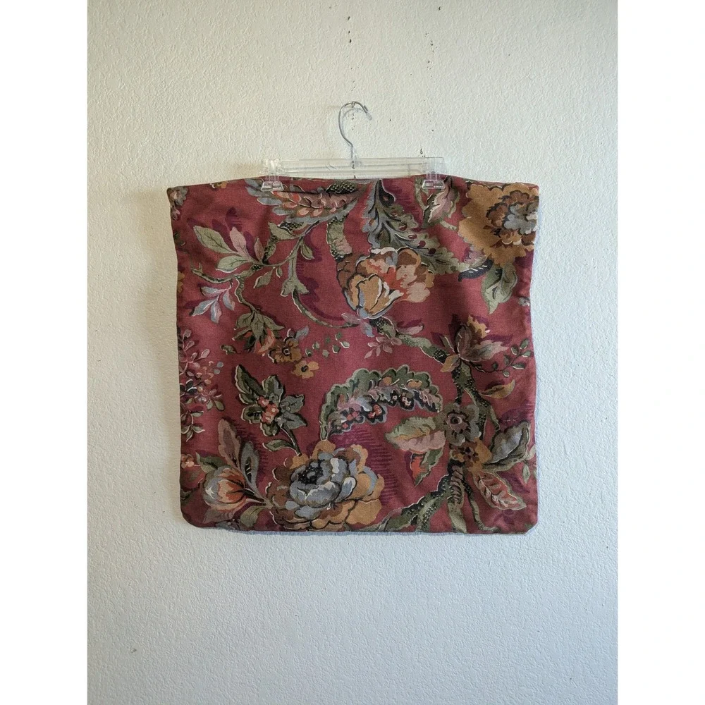 Pottery Barn Vanessa Floral Pillow Cover Red Sage Green 24x24 Square Euro Sham